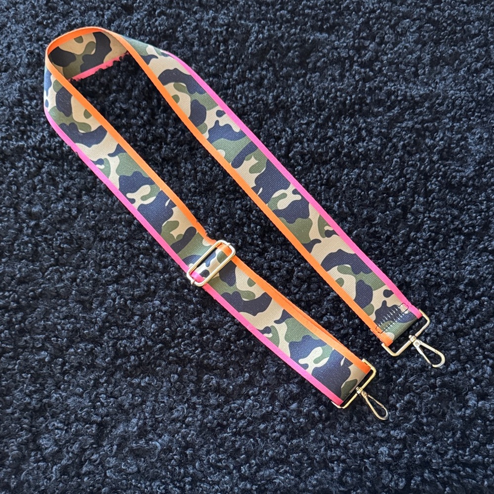 Camouflage Adjustable Strap with Pink and Orange Trim